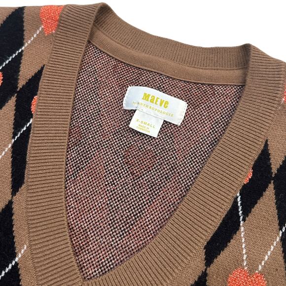 NWT Anthropologie Vera Jacquard Sweater Vest in Heart Print - Picture 3 of 6